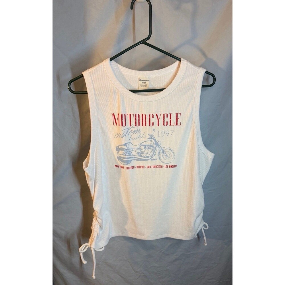 No Boundaries XXL Motorcycle Graphic Ribbed Tank Top – Cinched Sides